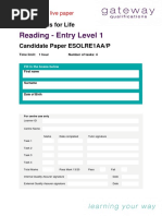 ESOL Reading E1 Candidate Paper Sample 1