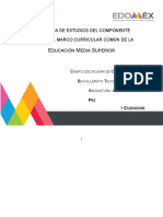 P E M S: Rograma de Estudios Del Componente Básico Del Marco Curricular Común de La Ducación Edia Uperior