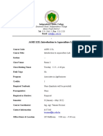 AGRI 122L - Intro To Aquaculture Lab Outline 2021-2022