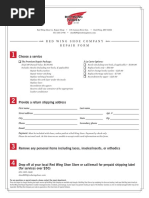 Choose A Service: Red Wing Shoe Company Repair Form