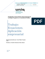 Trabajo Ecuaciones. Aplicación Empresarial