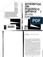 Émile Benveniste, "Problemas de Lingüística General I" ("Estructura de Las Relaciones de Persona en El Verbo" "Las Relaciones de Tiempo en El Verbo Francés" "De La Subjetividad en El Lenguaje")