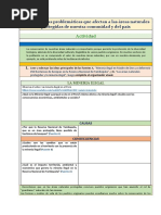 Actividad: Explicamos Las Problemáticas Que Afectan A Las Áreas Naturales Protegidas de Nuestra Comunidad y Del País