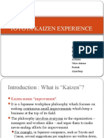 Toyota Kaizen Experience: By, K. Aishwarya Prachi Bhatnagar Archana Vikas Sharma Prateek Amardeep