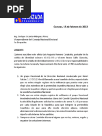 Carta A Enrique Maìrquez Denuncia de Faslsedad de Firma Febrero