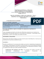 Guía de Actividades y Rúbrica de Evaluación - Unidad 1 - Paso 1 - Identificar Los Elementos Del Diseño Curricular en Matemáticas