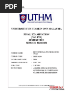 Universiti Tun Hussein Onn Malaysia Final Examination (Online) Semester Ii SESSION 2020/2021