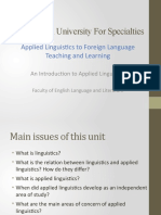 Cambodia University For Specialties: Applied Linguistics To Foreign Language Teaching and Learning