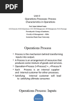 Unit II Operations Processes: Process Characteristics in Operations