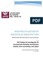 M4 Trabajo de Investigación de Herramientas Llamadas Manufactura Esbelta, Lean Accounting y Seis Sigma.