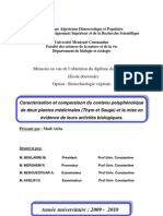 Caractérisation Et Comparaison Du Contenu Polyphénolique