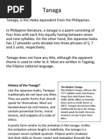 Tanaga: Tanaga, Is The Haiku Equivalent From The Philippines