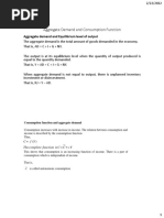 Aggregate Demand and Consumption Function