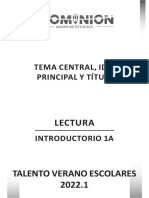 Lectura - Introductorio 1A - Tema Central, Idea Principal y Título - Clase