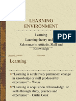 Learning Environment: Learning Learning Theory and Its Relevance To Attitude, Skill and Knowledge