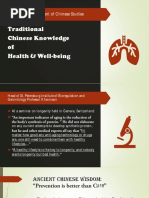 Traditional Chinese Knowledge of Health & Well-Being