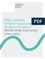 Mba and MSC Online Programmes Student Handbook: Heriot-Watt University 2020-2021