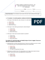 English 10 Second Summative Test 2022