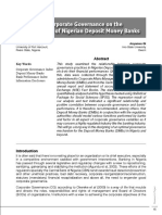 Impact of Corporate Governance On The Performance of Nigerian Deposit Money Banks