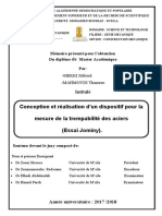 Conception Et Réalisation D'un Dispositif Pour La Mesure de La Trempabilité Des Aciers (Essai Jominy)