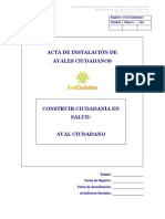 Acta de Instalación de Avales Ciudadanos: Registro Aval Ciudadano: Entidad Número Año