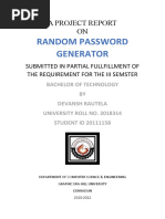 Random Password Generator: A Project Report ON