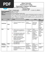 Session Plan: Admas University Meskel TVET College Department of Business and Finance