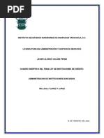 Cuadro Sinóptico Del Tema Ley de Instituciones de Crédito