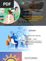 Module 2 Licensing of Drug Outlets and Pharmaceutical Establishments