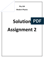 Solution Assignment 2: Phy 104 Modern Physics