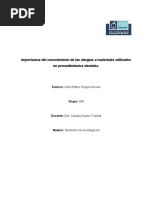 Importancia Del Conocimiento de Las Alergias A Materiales Utilizados en Procedimientos Dentales