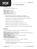 TD 4: Algèbre Relationnelle: Bases de Données Modèle Relationnel