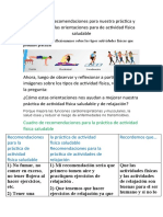 Planteamos Recomendaciones para Nuestra Práctica y Organizamos Las Orientaciones para de Actividad Física Saludable