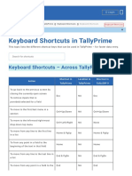 Keyboard Shortcuts - Across Tallyprime