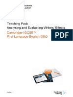 Teaching Pack Analysing and Evaluating Writers' Effects: Cambridge IGCSE ™ First Language English 0500