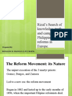 Rizal's Search of Knowledge, Truth, and Campaign For Philippine Reforms in Europe