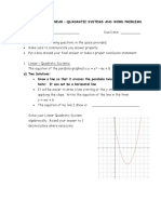 Assignment - Quadratic Word Problems and Quadratic Systems