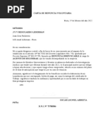 Carta de Renuncia Voluntaria