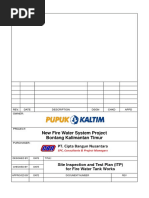 New Fire Water System Project Bontang Kalimantan Timur: Site Inspection and Test Plan (ITP) For Fire Water Tank Works