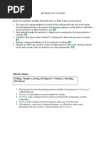 Methods of Cooking Questions