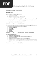 Chapter 1: Defining Marketing For The 21st Century: General Concept Questions Multiple Choice