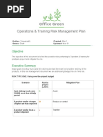 Operations & Training Risk Management Plan: Objective