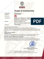 Certificate of Conformity: Certificate No.: 2088AP0302N022001 Equipment: Solar Inverter Brand Name: Test Model No.