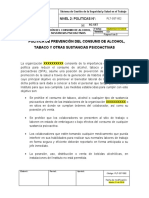 PLT-SST-002 Política de Prevención Del Consumo de Alcohol, Tabaco y Otras Sustancias Psicoactivas