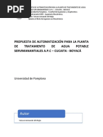 Propuesta de Automatización para La Planta de Tratamiento de Agua Potable Servimanantiales A.P.C - Cucaita - Boyacá