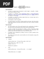 Class X: Math Chapter: Surface Areas and Volumes Chapter Notes Top Definitions