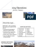 Mining Operations - ChE4131 Module 1