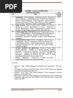 Koe081: Cloud Computing: Detailed Syllabus 3-1-0 Unit Topic Proposed I