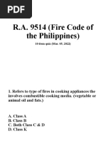 R.A. 9514 (Fire Code of The Philippines) : 10-Item Quiz (Mar. 05, 2022)