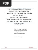 Especificaciones Tecnicas Cancha San Jose Del Fragua